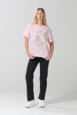 Camiseta unicolor manga corta con arte de osito