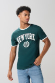 Camiseta manga corta con contrastes unicolor college