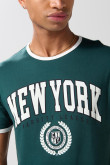 Camiseta manga corta con contrastes unicolor college