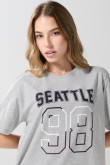 Camiseta en algodón gris college con cuello redondo