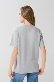 Camiseta en algodón gris college con cuello redondo