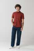 Camisa en algodón unicolor manga corta con cuello sport
