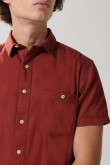 Camisa en algodón unicolor manga corta con cuello sport