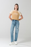 Camiseta café college con manga ranglan corta