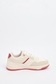 Tenis casuales unicolores con perforaciones y contrastes