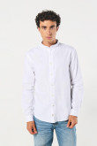 Camisa manga larga unicolor en algodón con cuello nerú