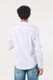 Camisa manga larga unicolor en algodón con cuello nerú