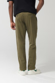 Pantalón unicolor en dril ajustado con tiro medio