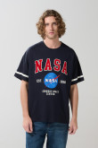 Camiseta azul intensa de NASA oversize manga corta