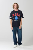 Camiseta azul intensa de NASA oversize manga corta
