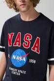 Camiseta azul intensa de NASA oversize manga corta