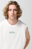 Camiseta manga sisa unicolor oversize con arte de playa