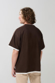 Camiseta unicolor manga corta con contrastes oversize