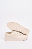 Tenis cremas claros casuales con suelas planas elevadas