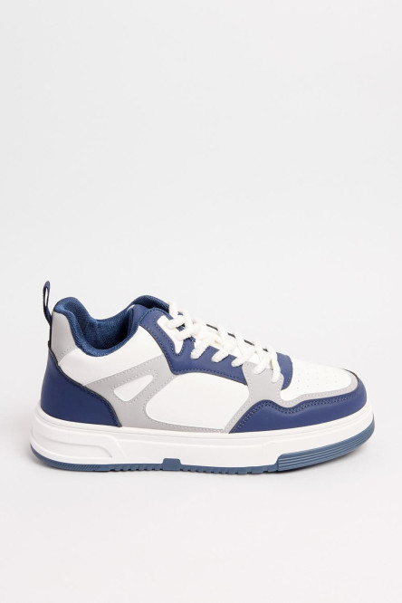 Tenis unicolores casuales de bota con contrastes