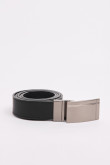 Cinturón reversible negro con chapa metálica rectangular
