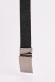 Cinturón reversible negro con chapa metálica rectangular