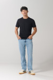 Jean azul claro tipo straight leg bota recta con tiro bajo