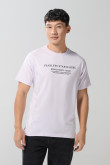 Camiseta en algodón manga corta unicolor con texto en frente