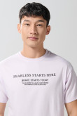 Camiseta en algodón manga corta unicolor con texto en frente