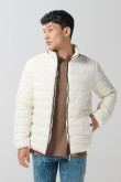 Chaqueta acolchada cuello alto unicolor con cremallera