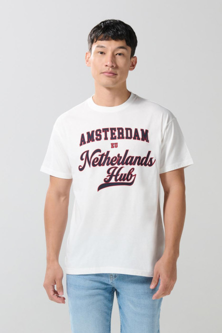 Camiseta manga corta unicolor para hombre.