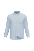 Camisa cuello button down unicolor en algodón con bolsillo