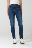 Jean jegging tiro súper alto azul oscuro con rotos