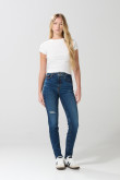 Jean jegging tiro súper alto azul oscuro con rotos
