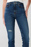 Jean jegging tiro súper alto azul oscuro con rotos