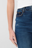 Jean jegging tiro súper alto azul oscuro con rotos