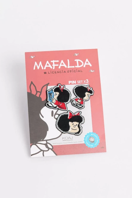 Set de pines X3 unicolores metálicos de Mafalda