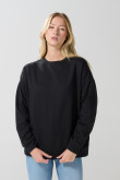 Buzo cuello redondo oversize unicolor con manga larga