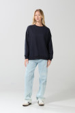 Buzo cuello redondo oversize unicolor con manga larga