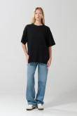 Camiseta oversize unicolor manga corta en algodón