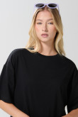 Camiseta oversize unicolor manga corta en algodón