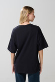 Camiseta oversize unicolor manga corta en algodón