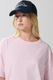 Camiseta oversize unicolor manga corta en algodón