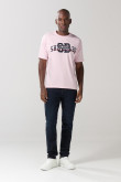 Camiseta college unicolor en algodón con manga corta