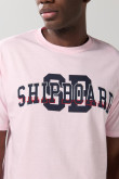 Camiseta college unicolor en algodón con manga corta