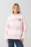 Buzo crema oversize a rayas con capota