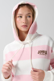 Buzo crema oversize a rayas con capota