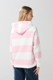 Buzo crema oversize a rayas con capota