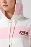 Buzo crema oversize a rayas con capota
