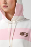 Buzo crema oversize a rayas con capota