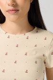 Camiseta unicolor manga corta con diseño de animalitos