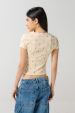 Camiseta unicolor manga corta con diseño de animalitos