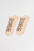 Medias tobilleras kakis claras con diseños animal print