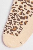 Medias tobilleras kakis claras con diseños animal print