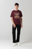 Camiseta roja oscura de Harry Potter con manga corta